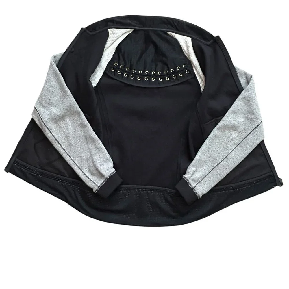 Lululemon Womens Jacket Size 4 Black Gray Var-City Bomber Baseball Stitching‎